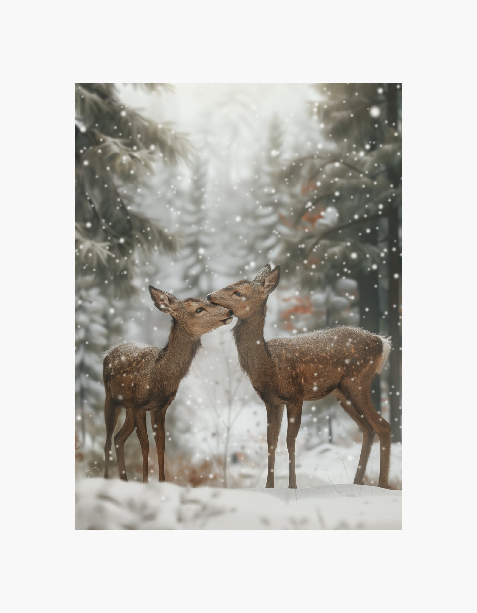 Winter Deer Love Poster