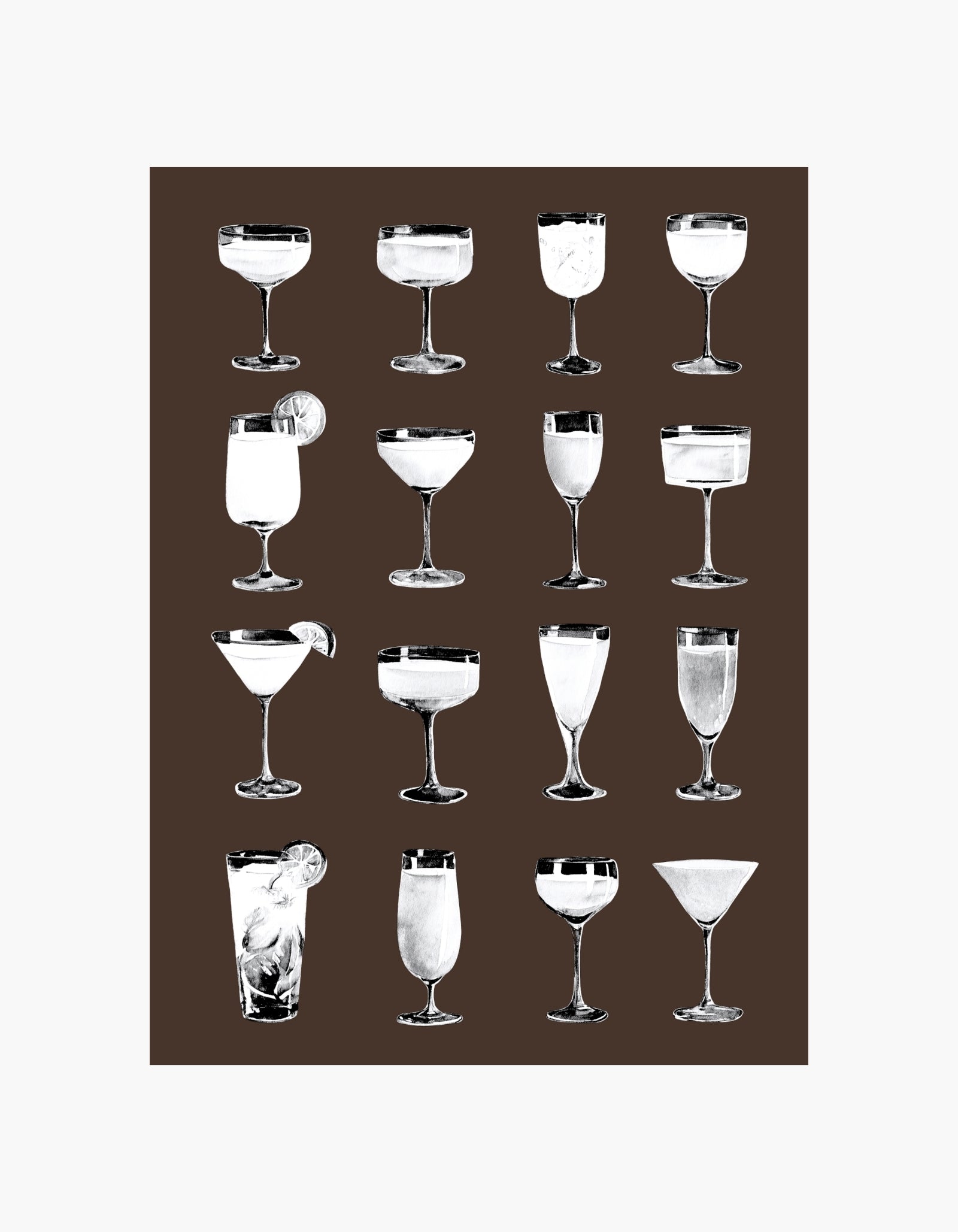 Vintage Cocktail Glasses Poster