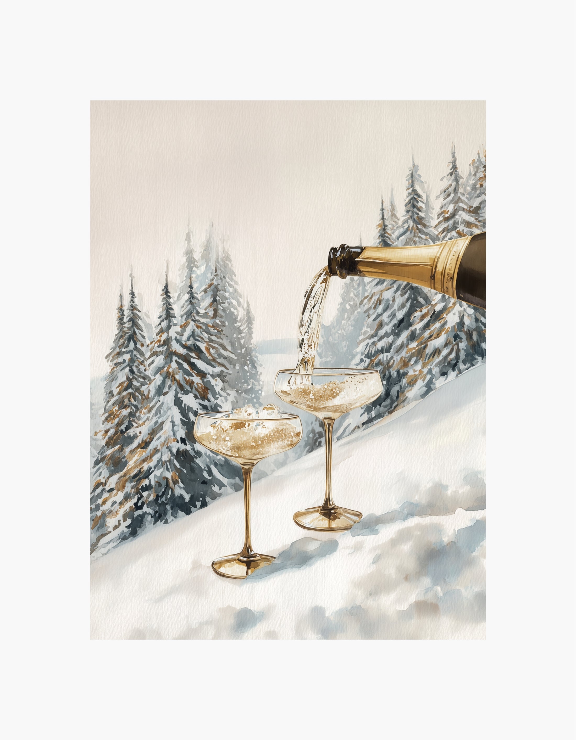Winter Champagne Pour Poster