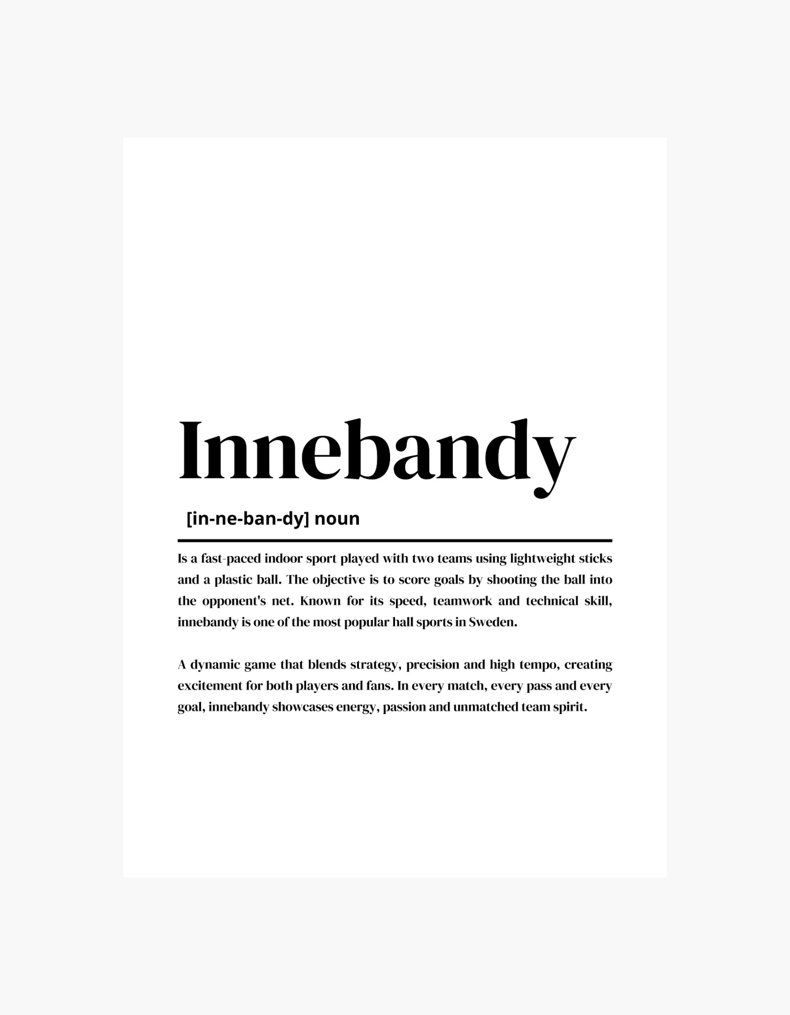 Innebandy Definition Poster