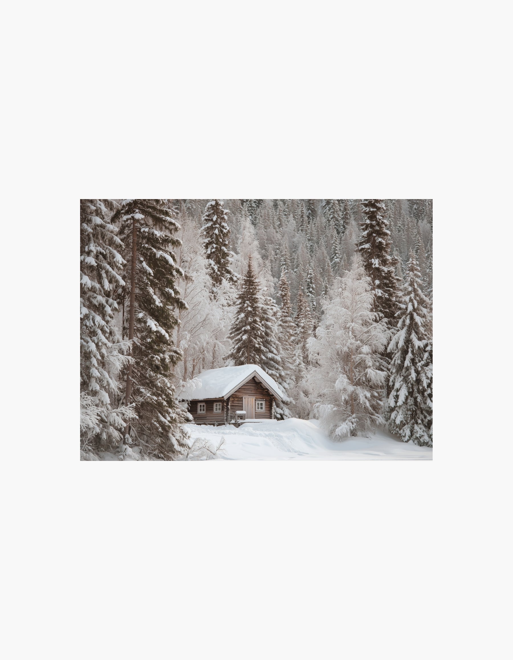 Winter Forest Cabin Poster