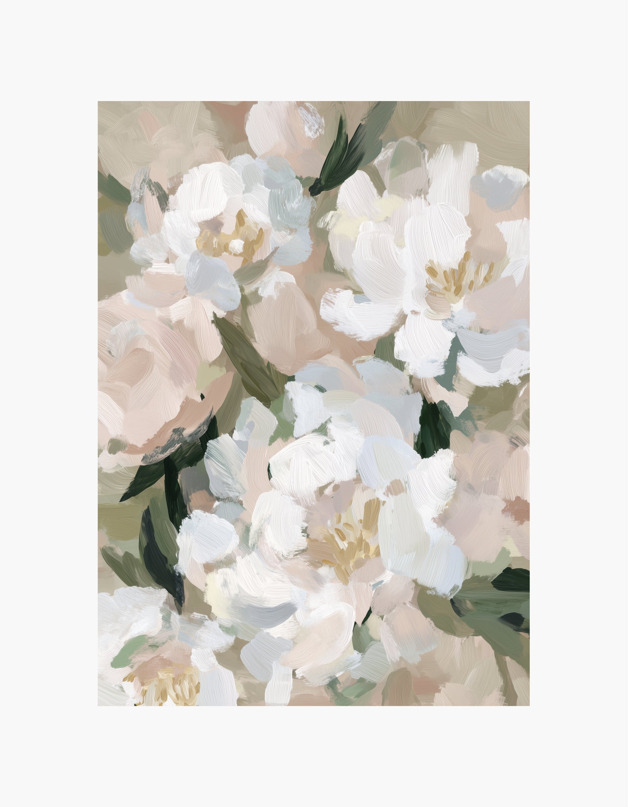Soft White Florals No.1 Poster
