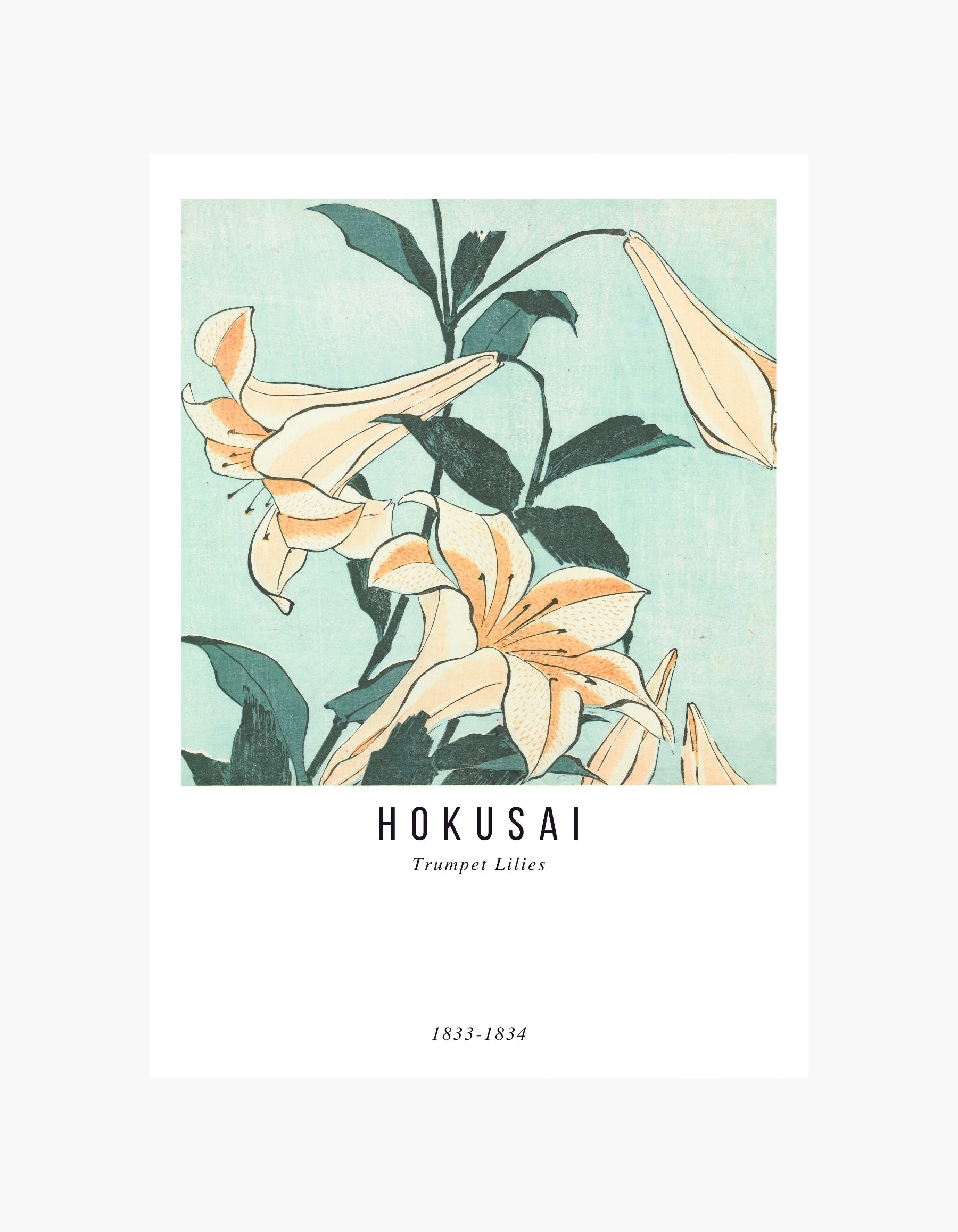 Hokusai Trumpet Lilies Poster