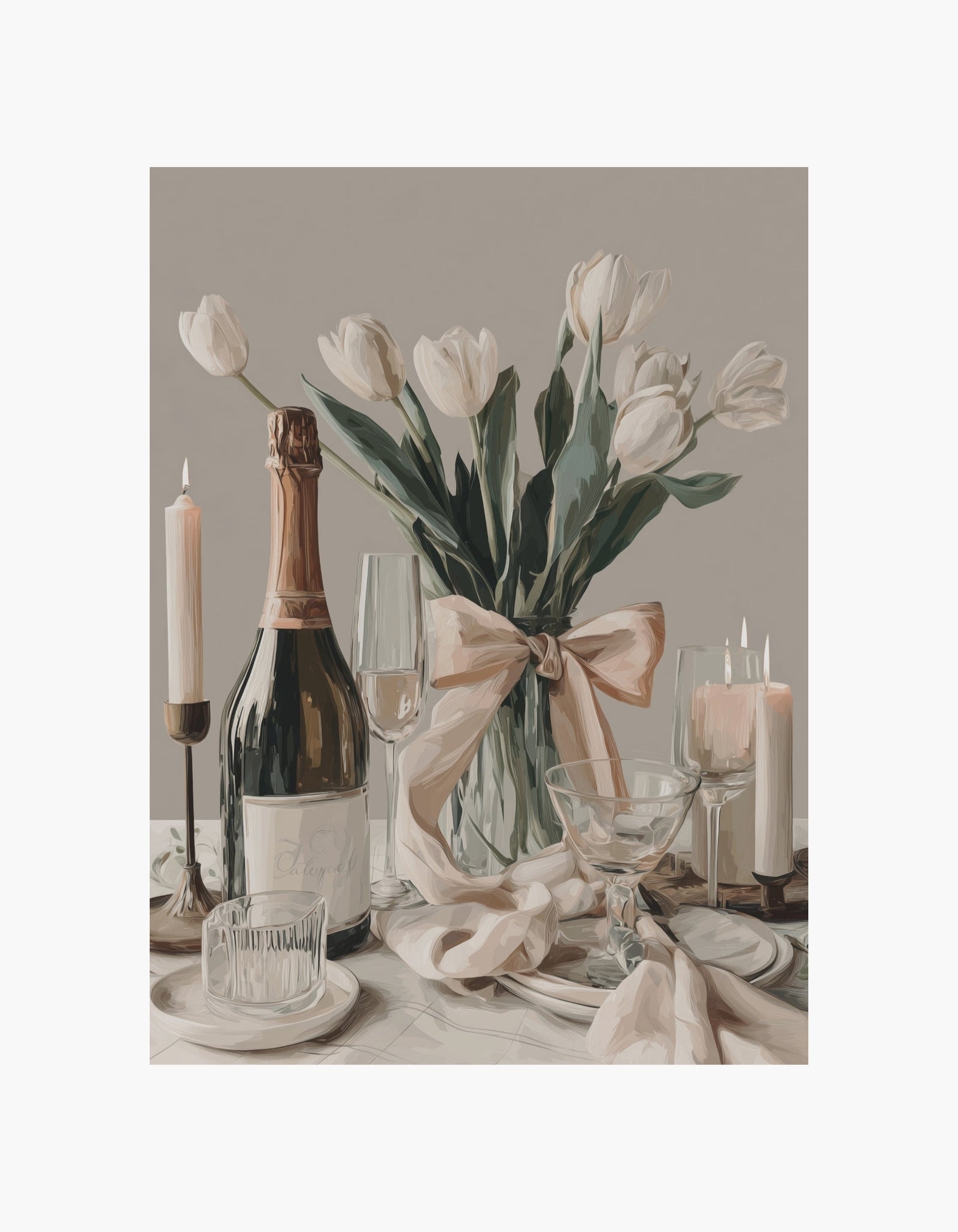 Champagne & Tulips Poster