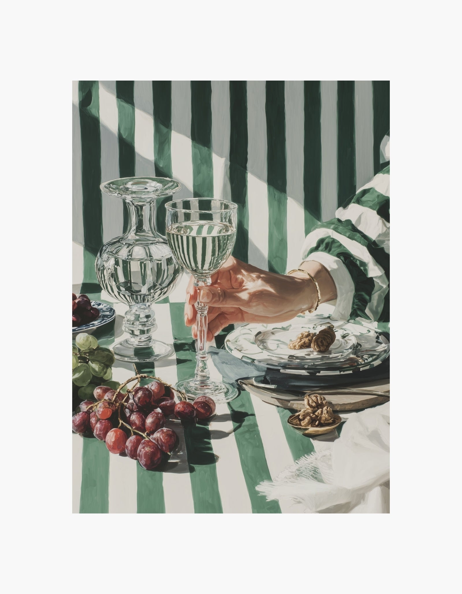 Green Stripes Lunch Poster