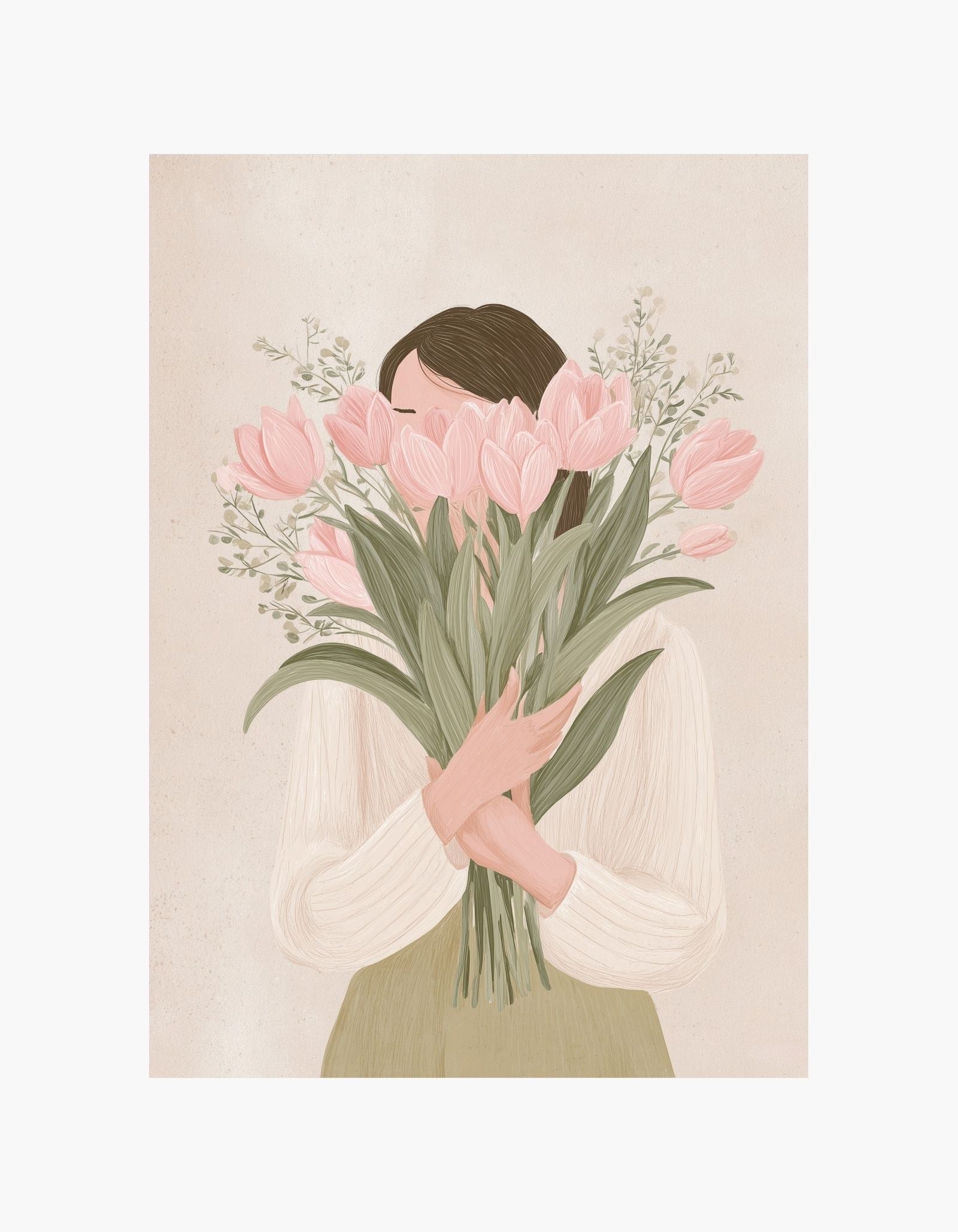 Girl with Tulips Poster