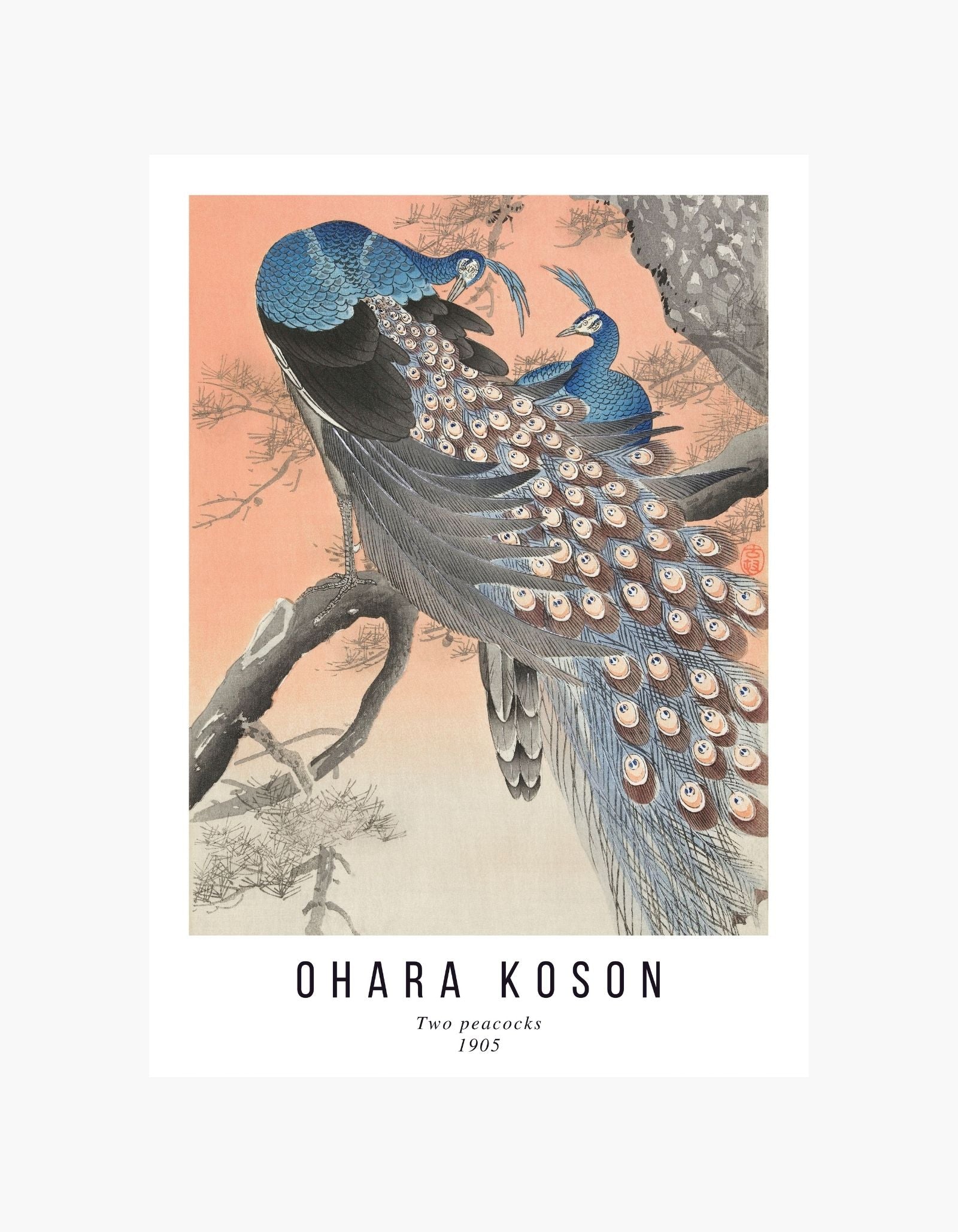 Ohara Koson Two Peacocks Poster