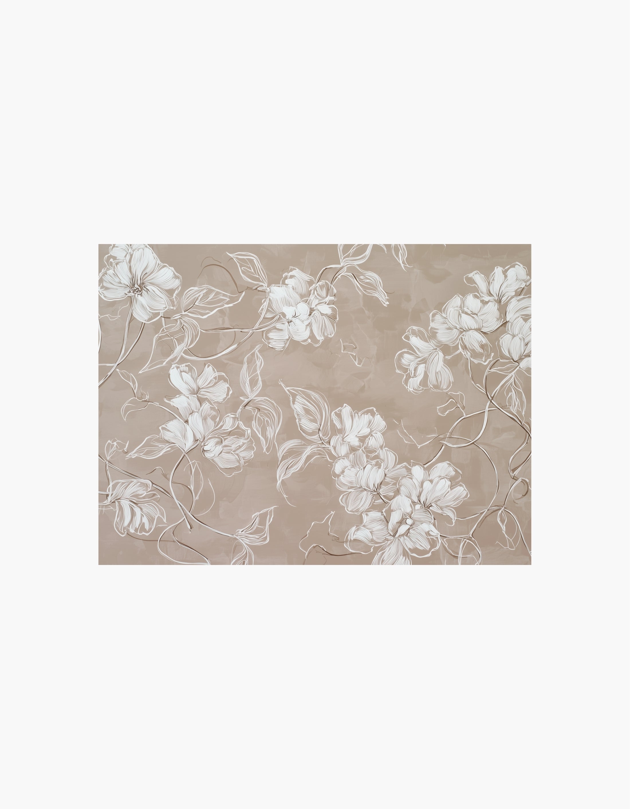 Beige Floral Line Art Poster