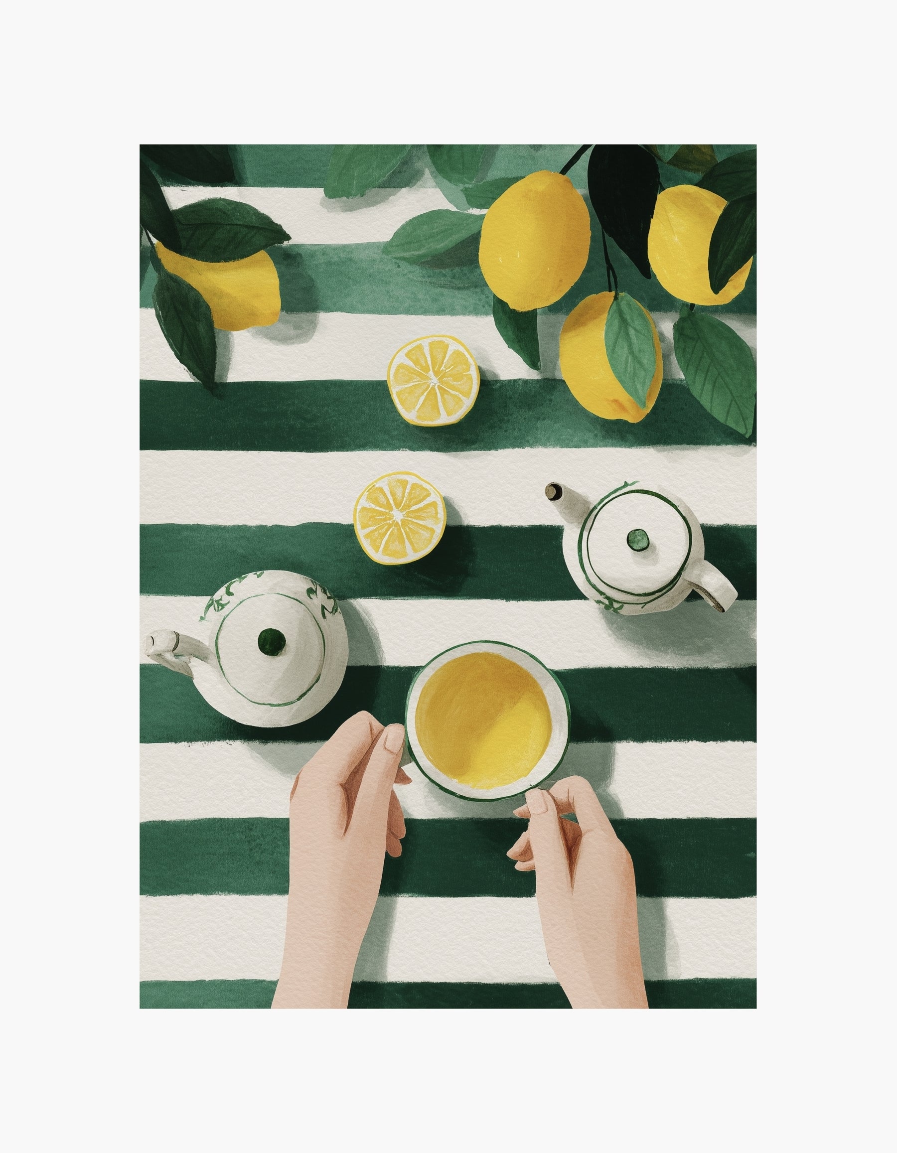Green Stripe Lemon Poster