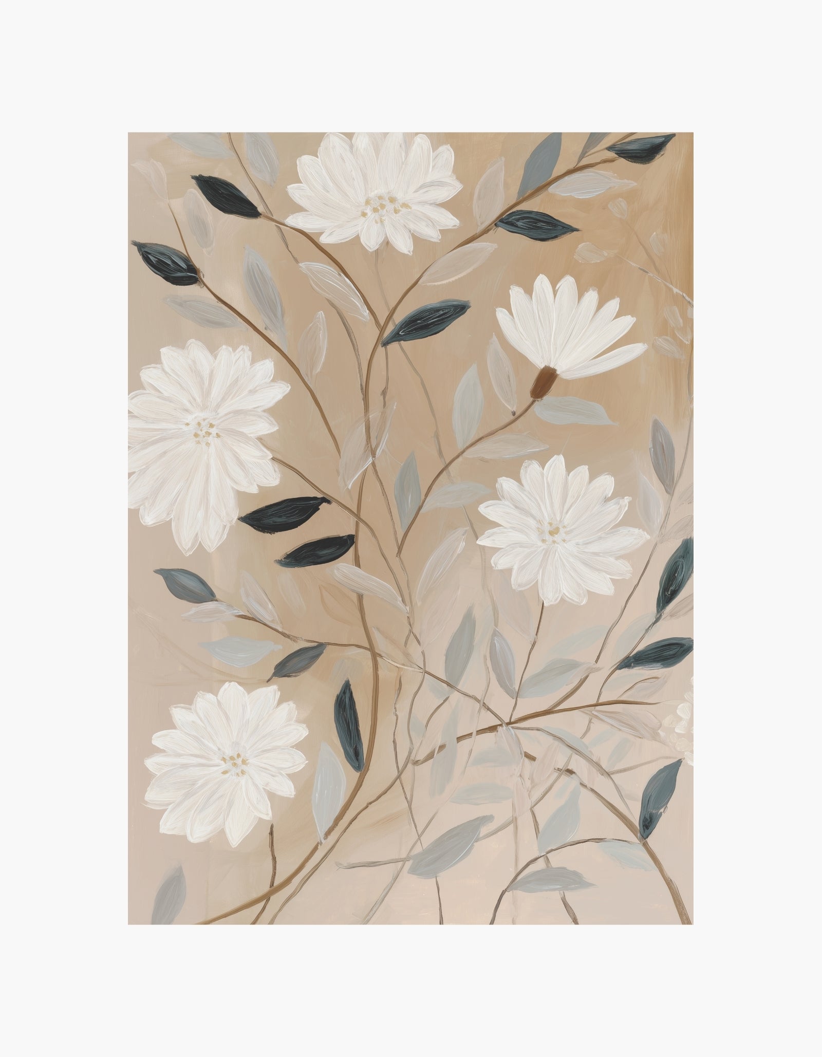 Beige Flowers Poster