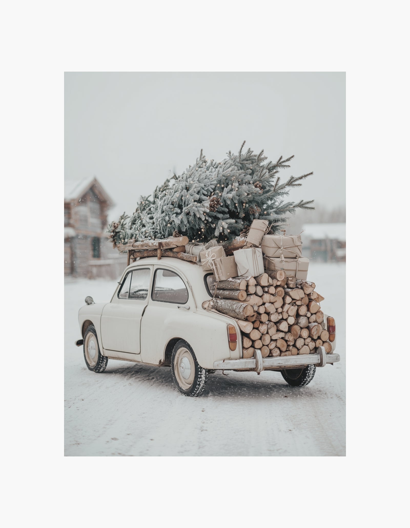 Winter Car Christmas Tree Poster