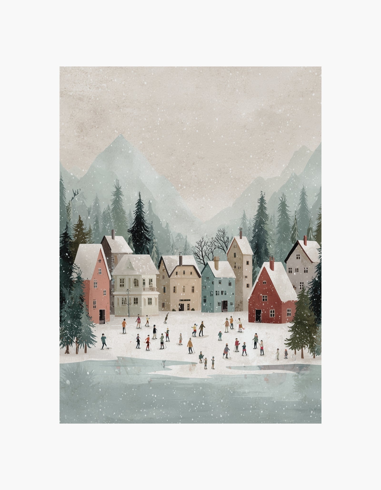 Winter Village Ice Skating Poster