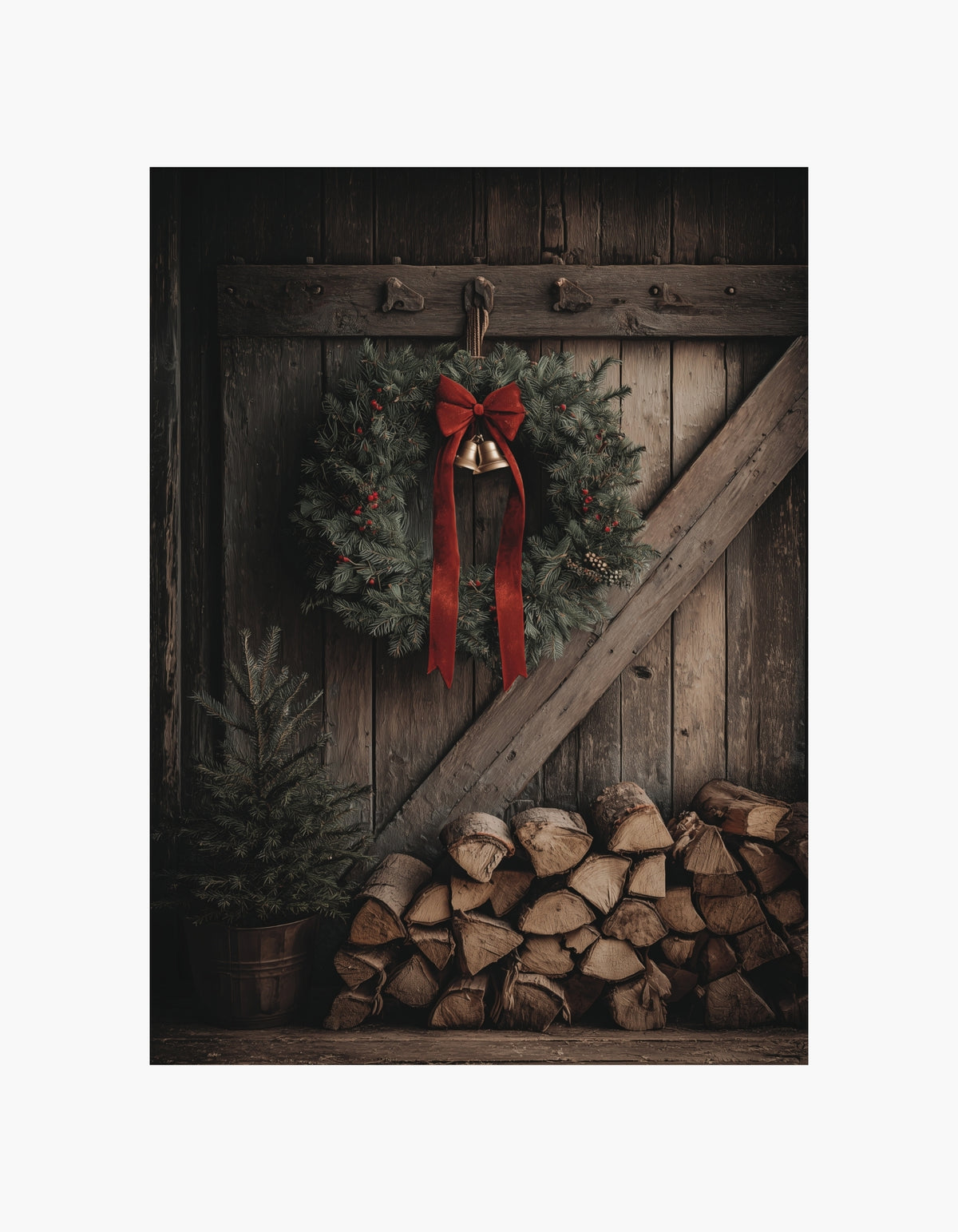 Rustic Christmas Wreath Poster