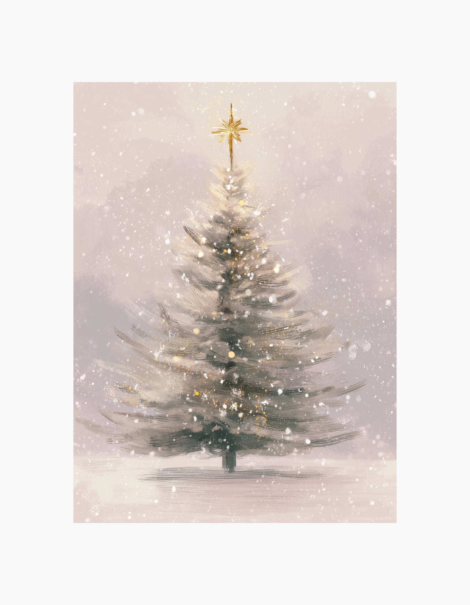 Golden Star Christmas Tree Poster