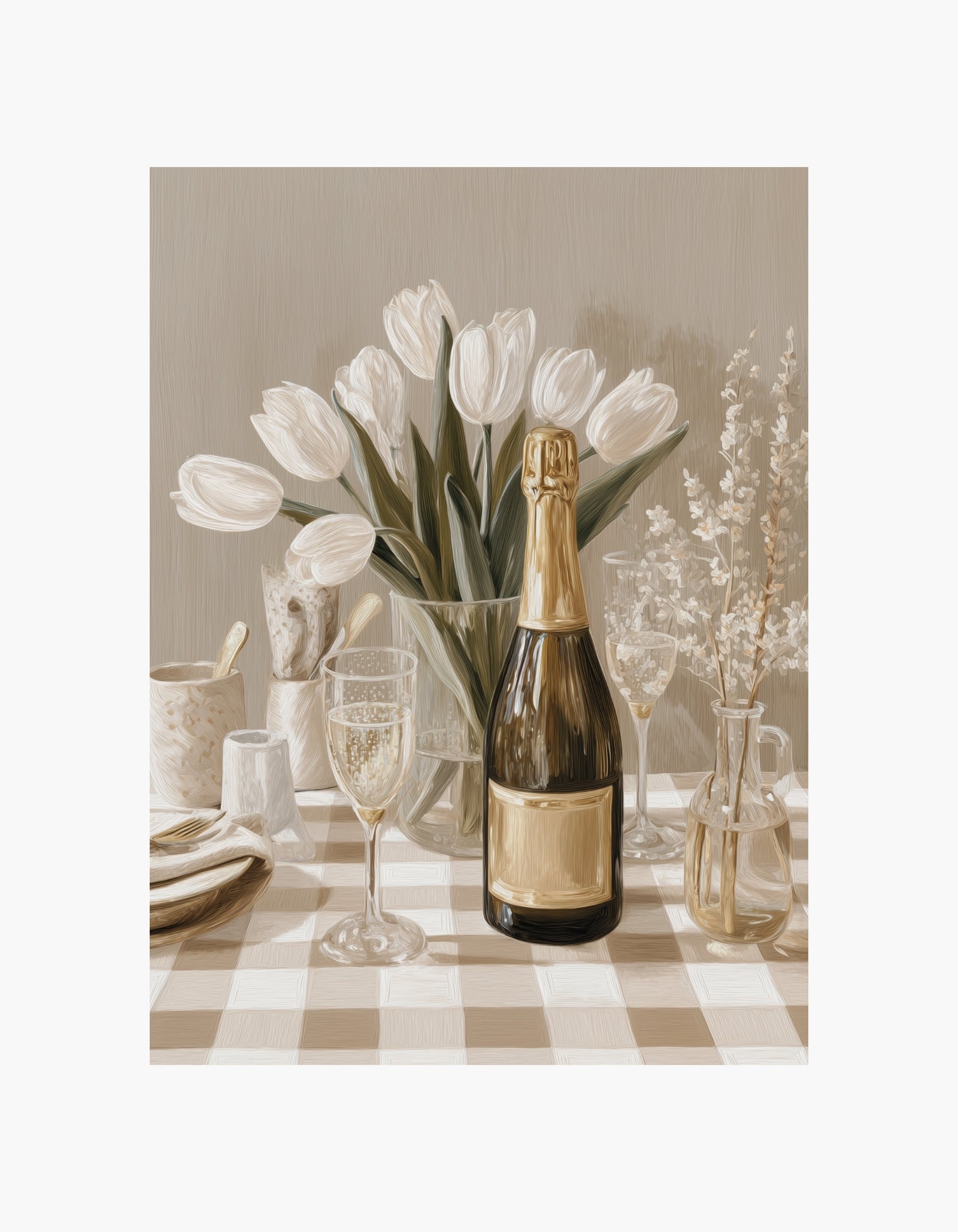 Champagne & Tulips Poster