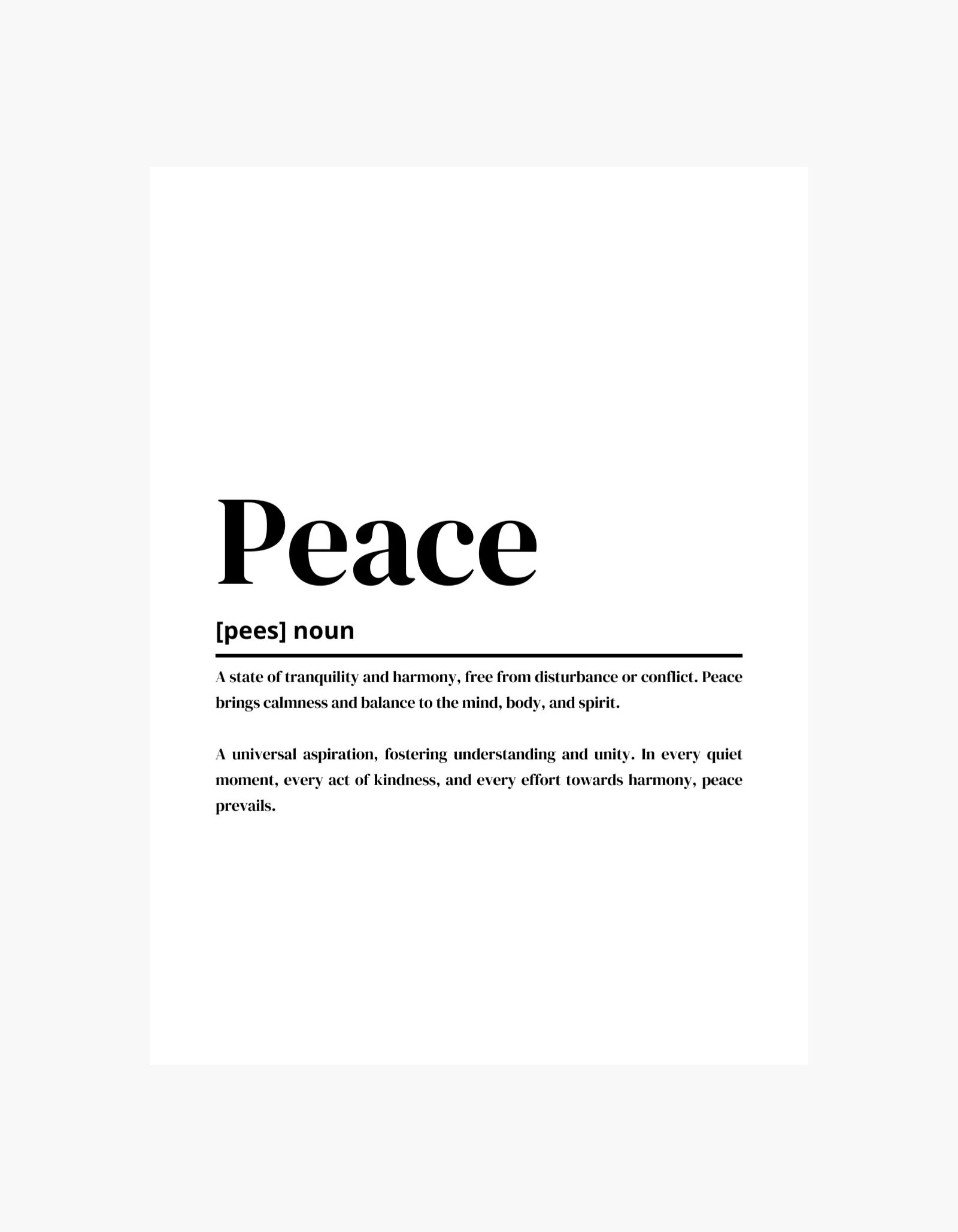 Peace Definition Poster