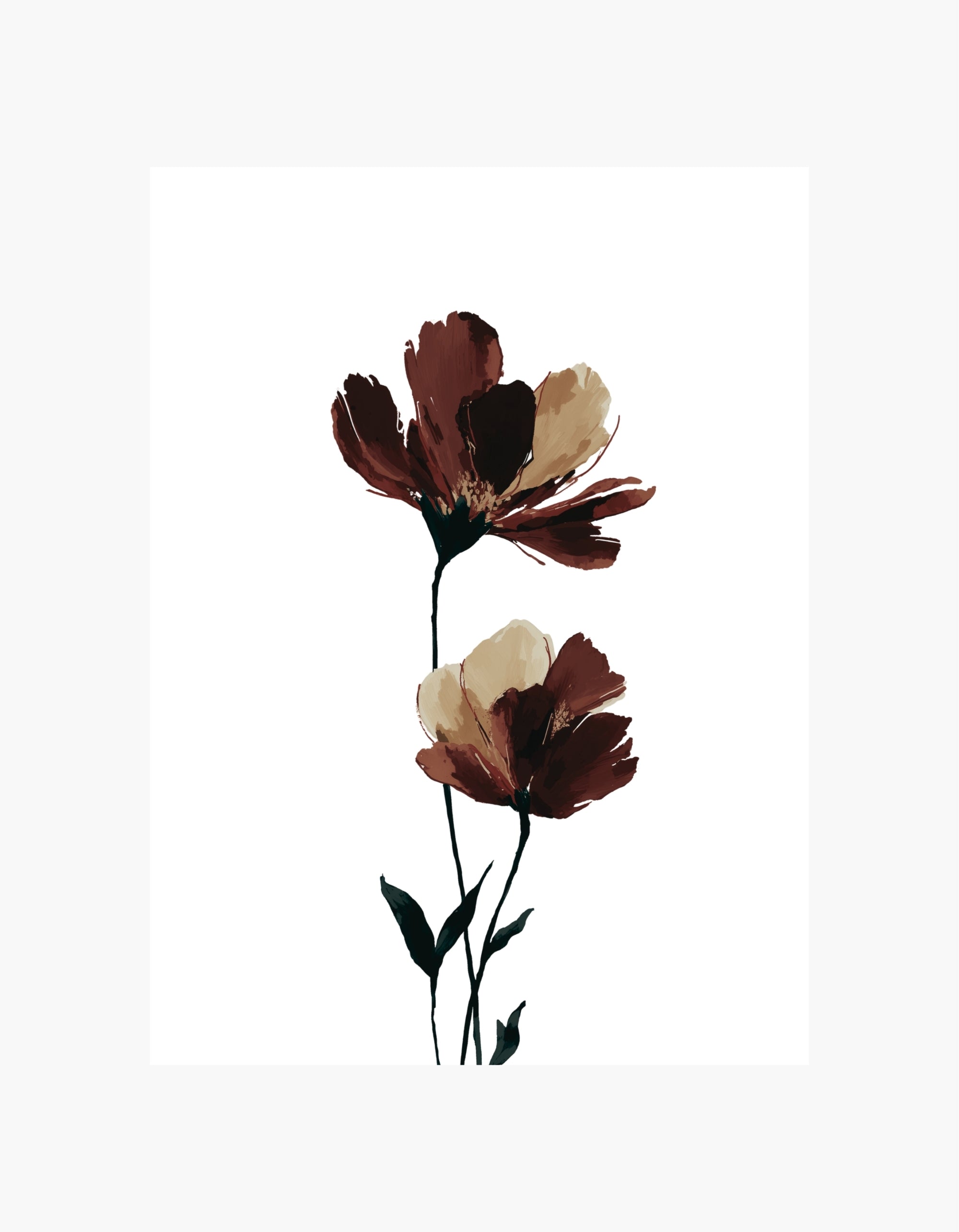 Brown & Beige Blossom Poster