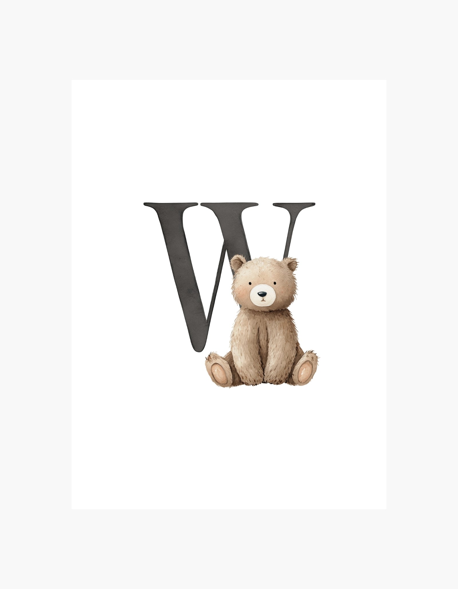 Letter W Teddy Poster