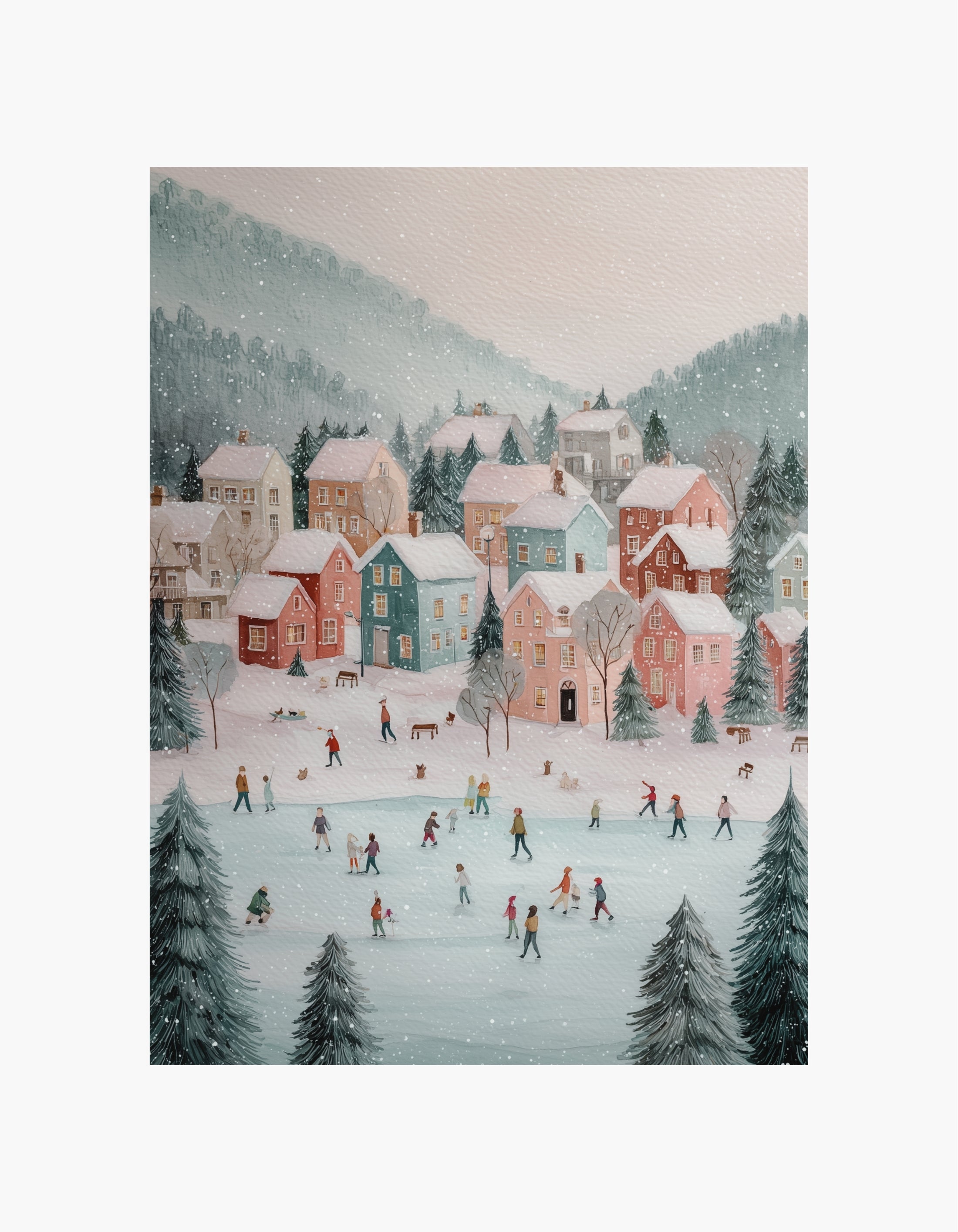 Village Ice Skating Poster