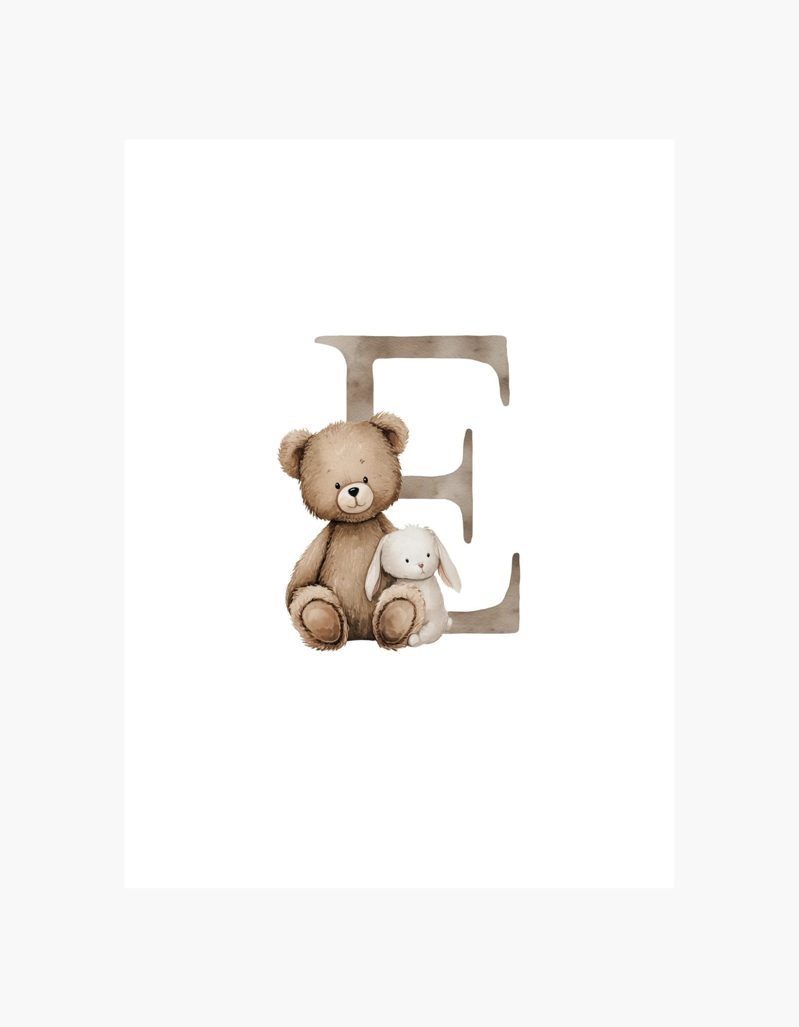 Letter E Teddy Poster