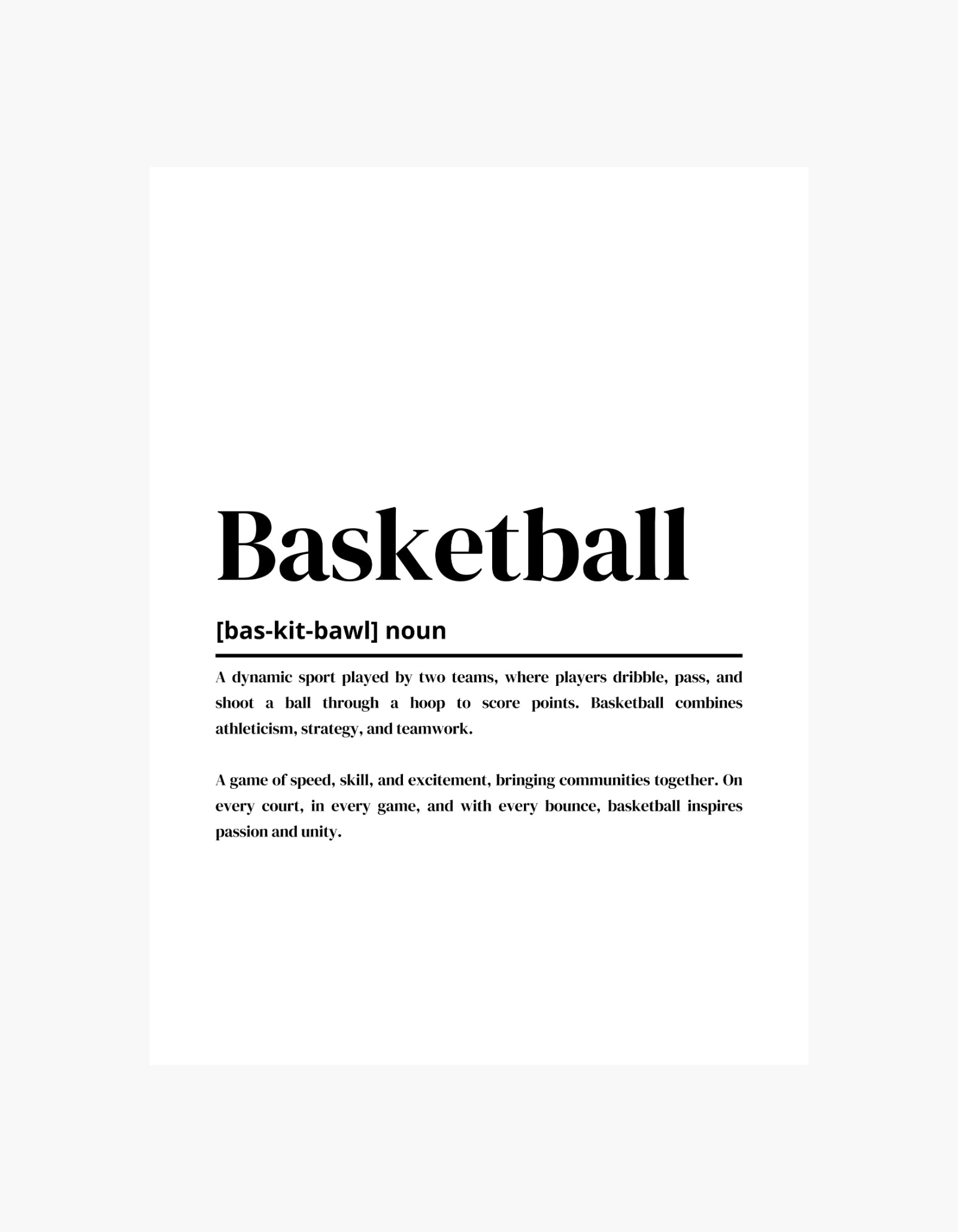 Basketball Definition Poster