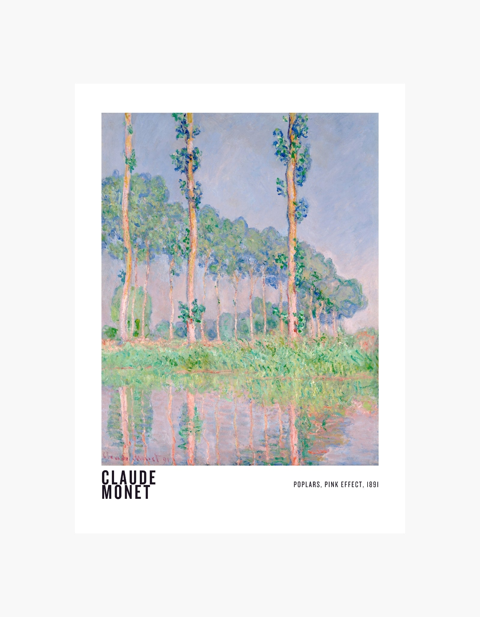 Monet Poplars, Pink Effect Poster