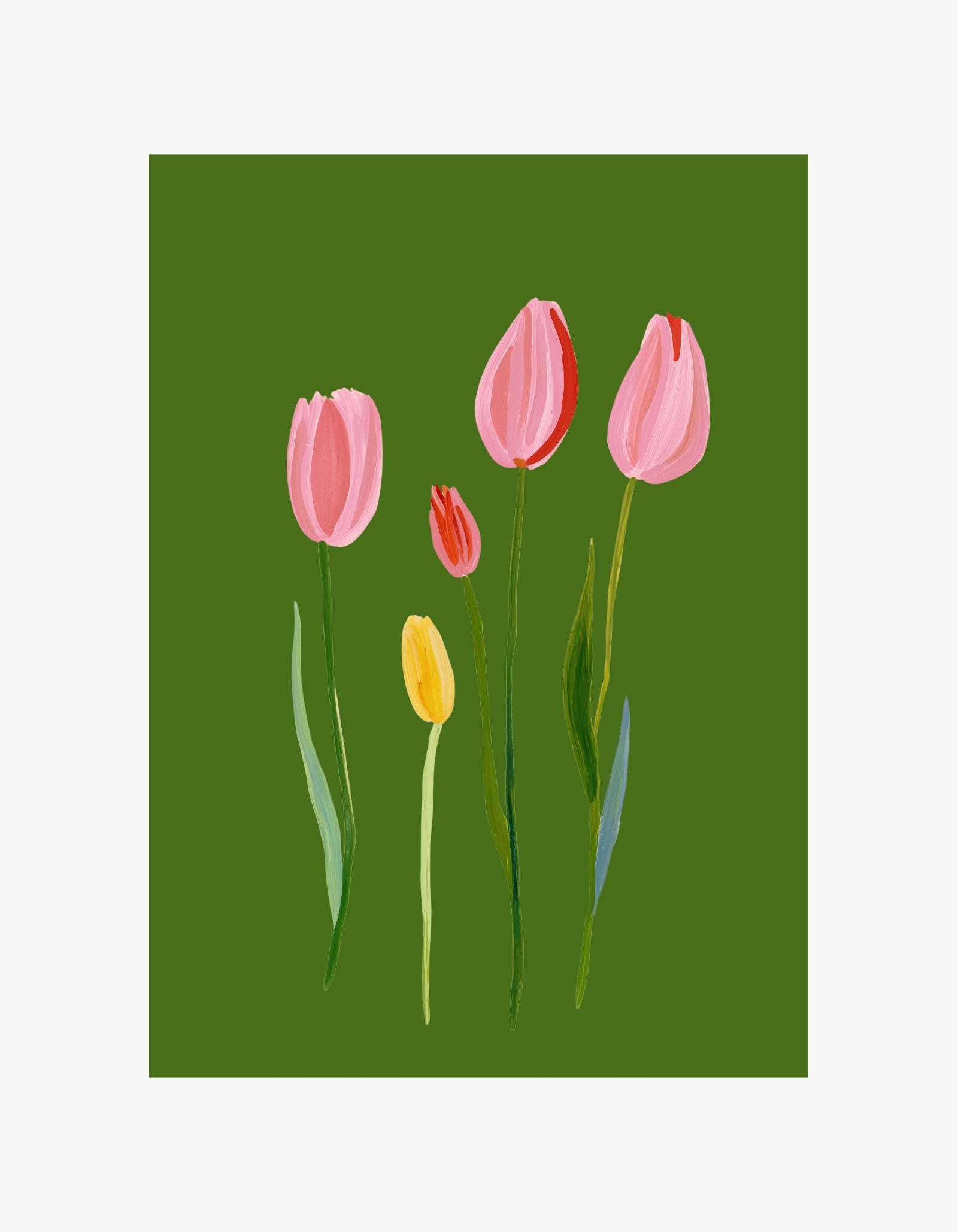 Green Tulip Art Poster