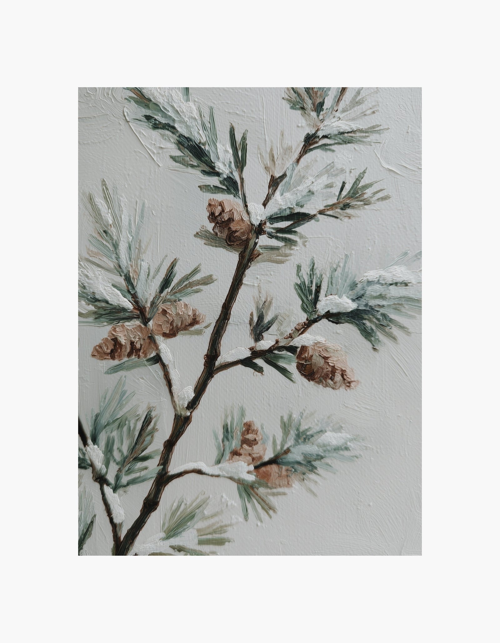 Snowy Pine Branch Poster