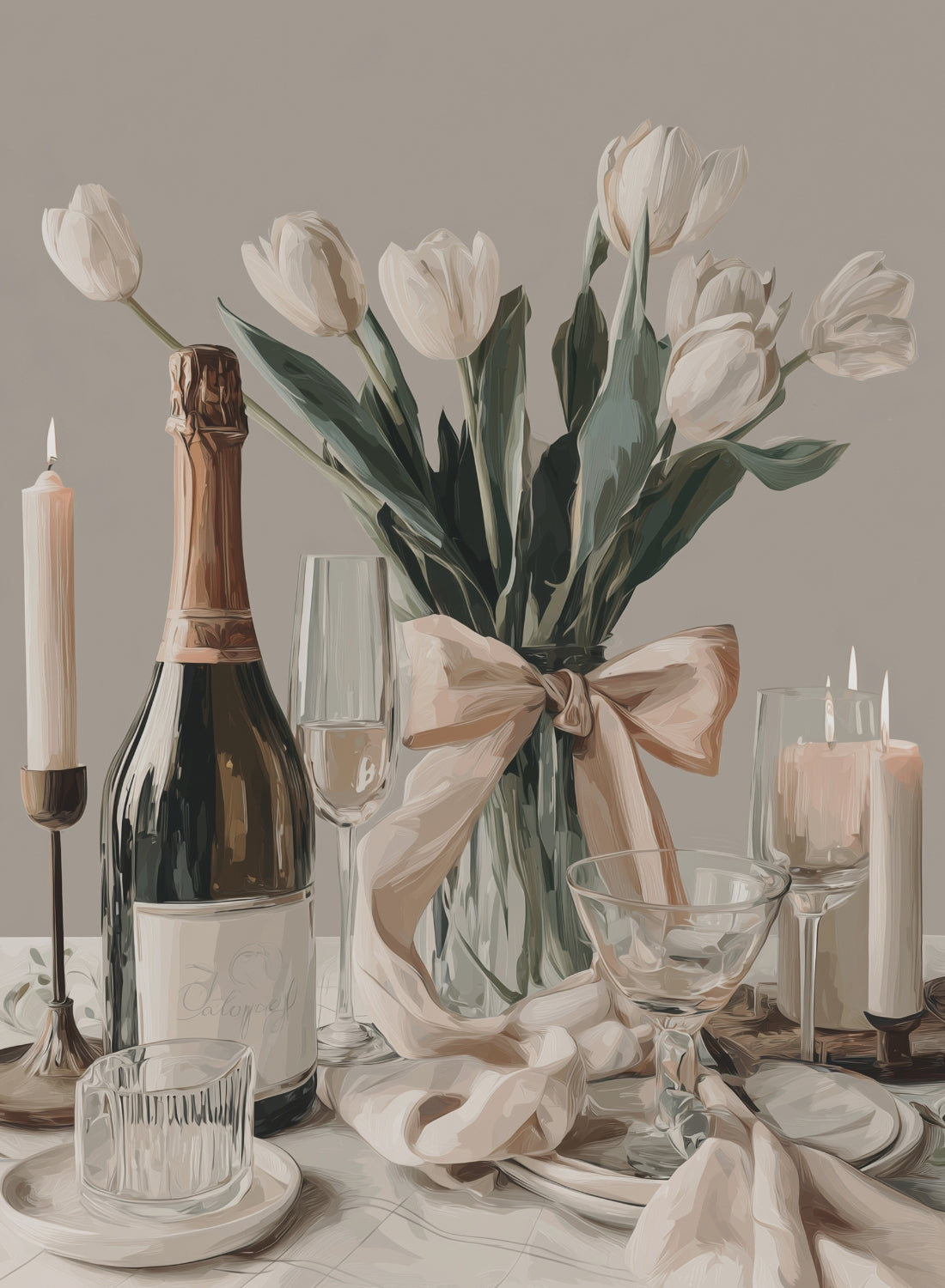 Champagne & Tulips Poster