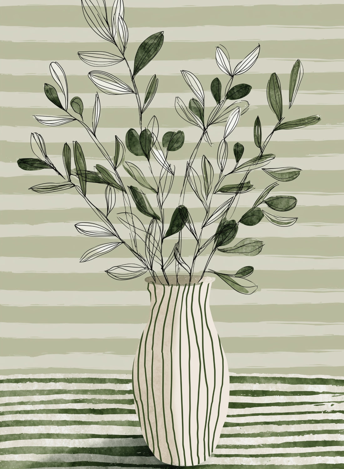 Striped Vase Poster