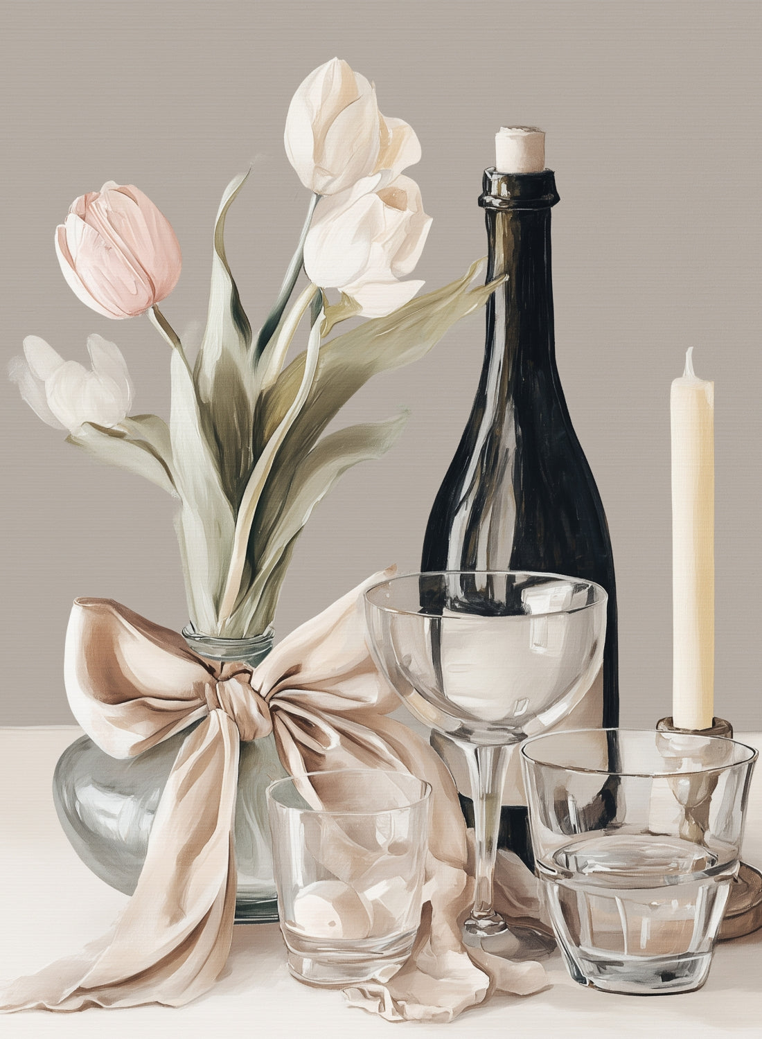 Tulips & Table Setting Poster