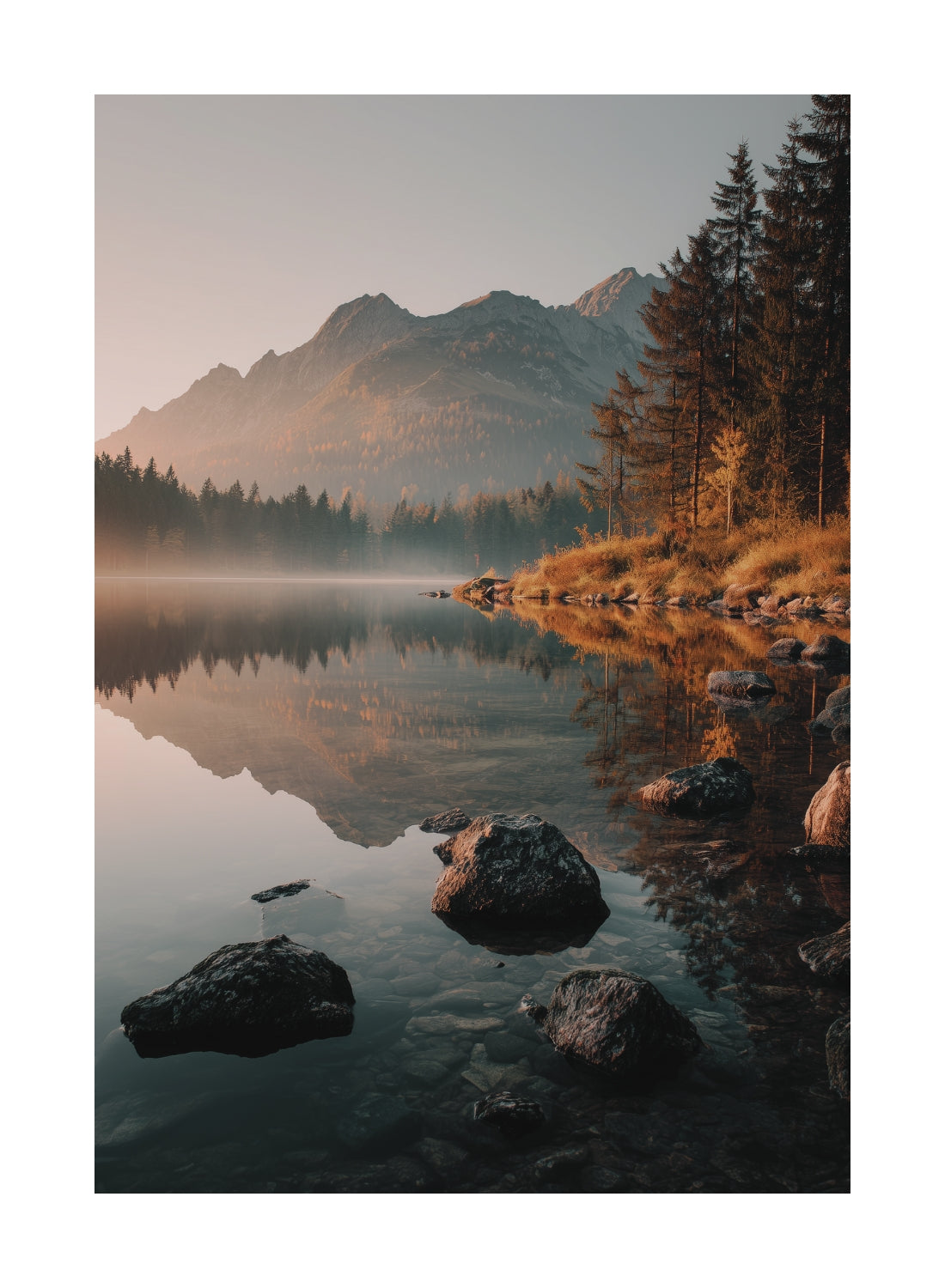Golden Lake Sunrise Poster