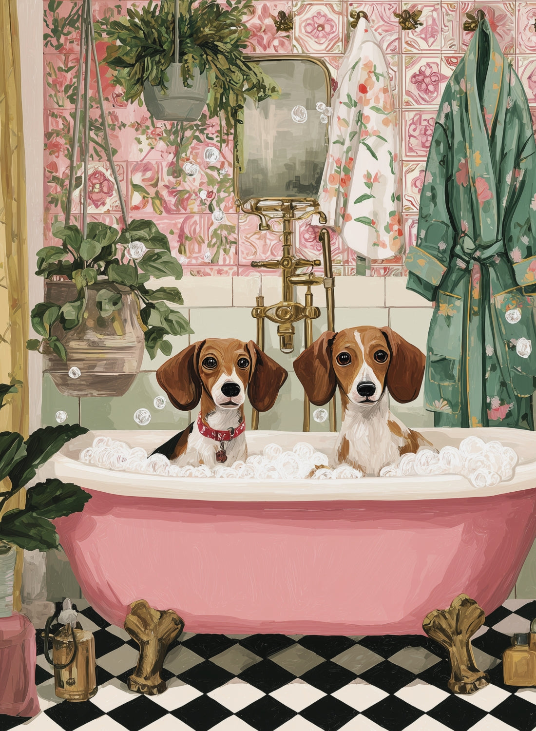 Bath Time Dachshunds Poster