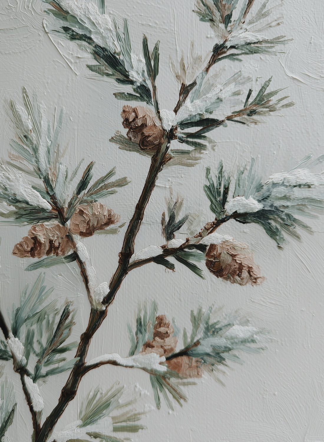 Snowy Pine Branch Poster