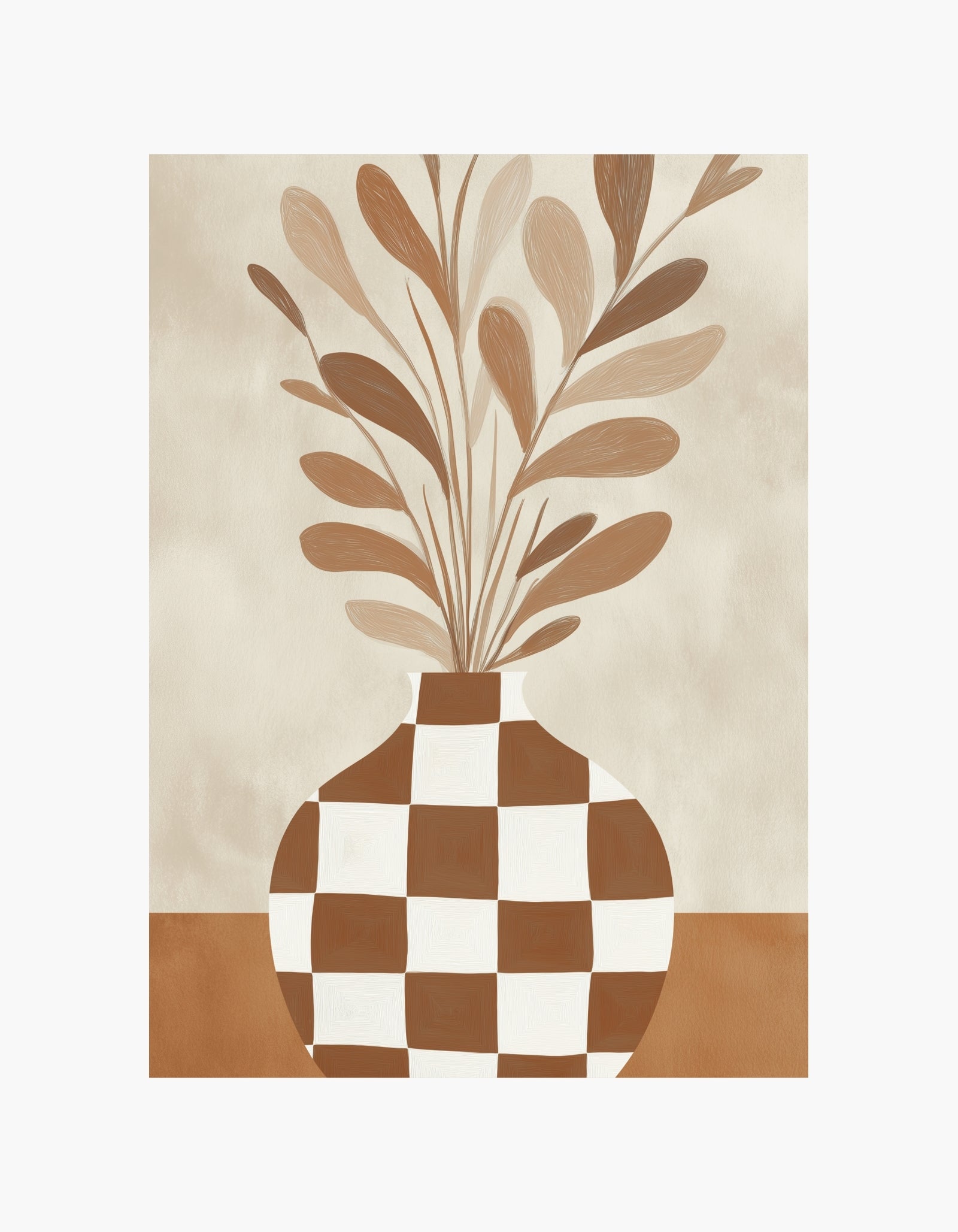 Checkered Vase Botanical Poster