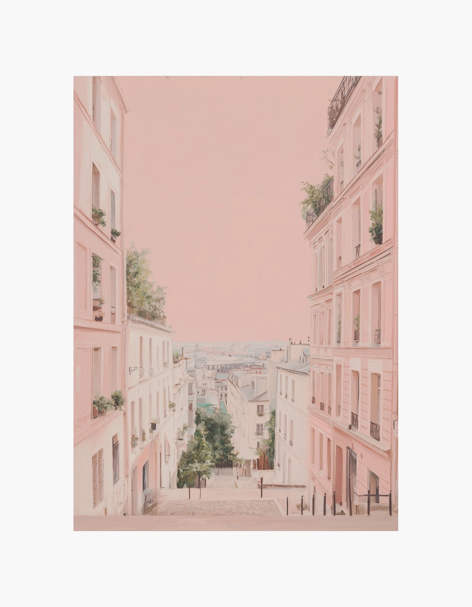 Paris Pink Street Poster