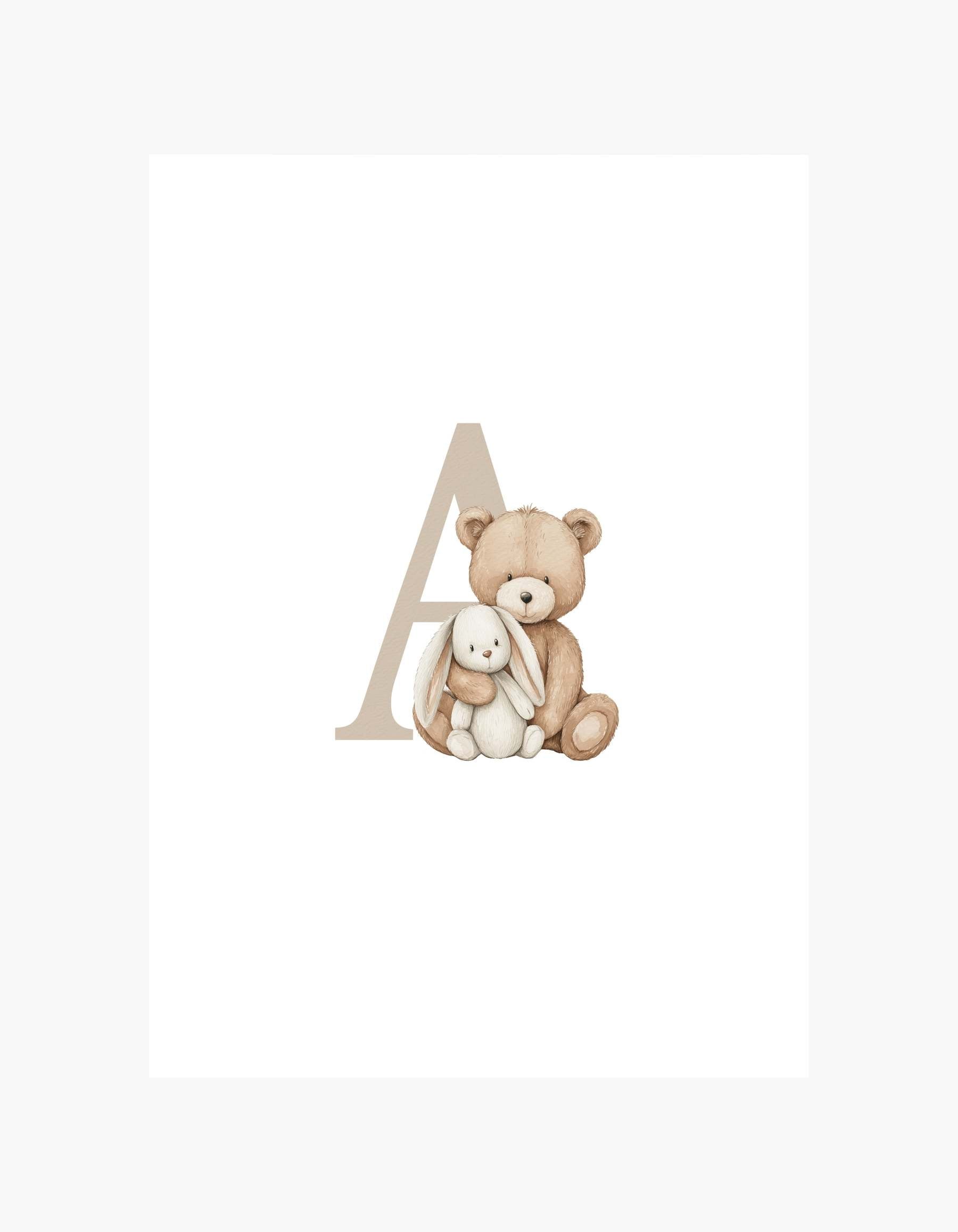 Letter A Teddy Poster