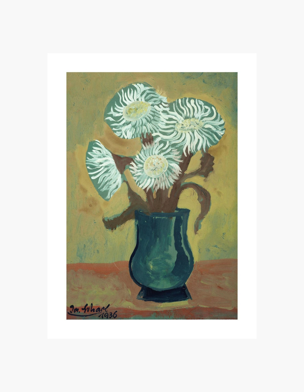 Blue Green Flowers by Josef Scharl Poster