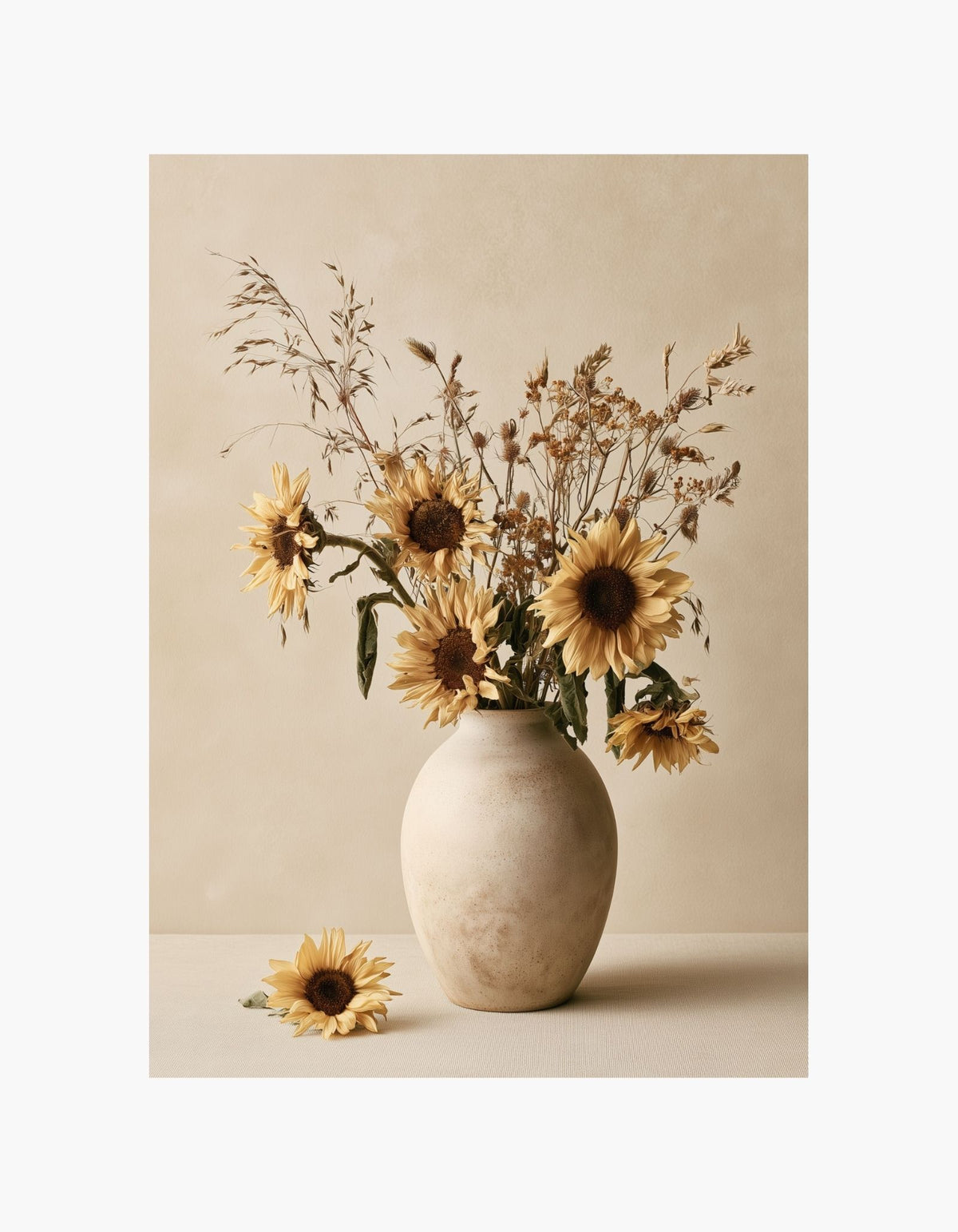 Golden Sunflower Vase Poster