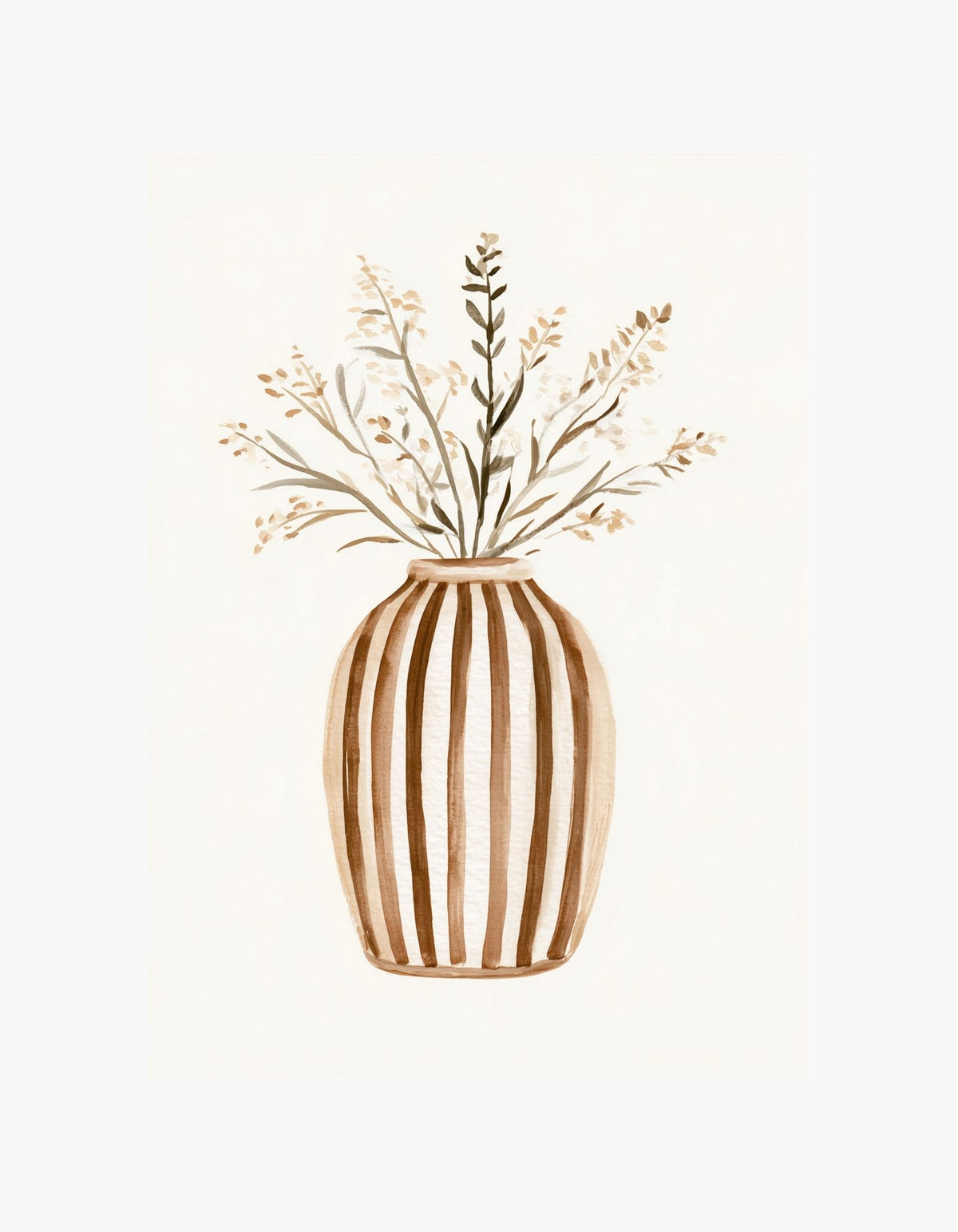Striped Botanical Vase Poster