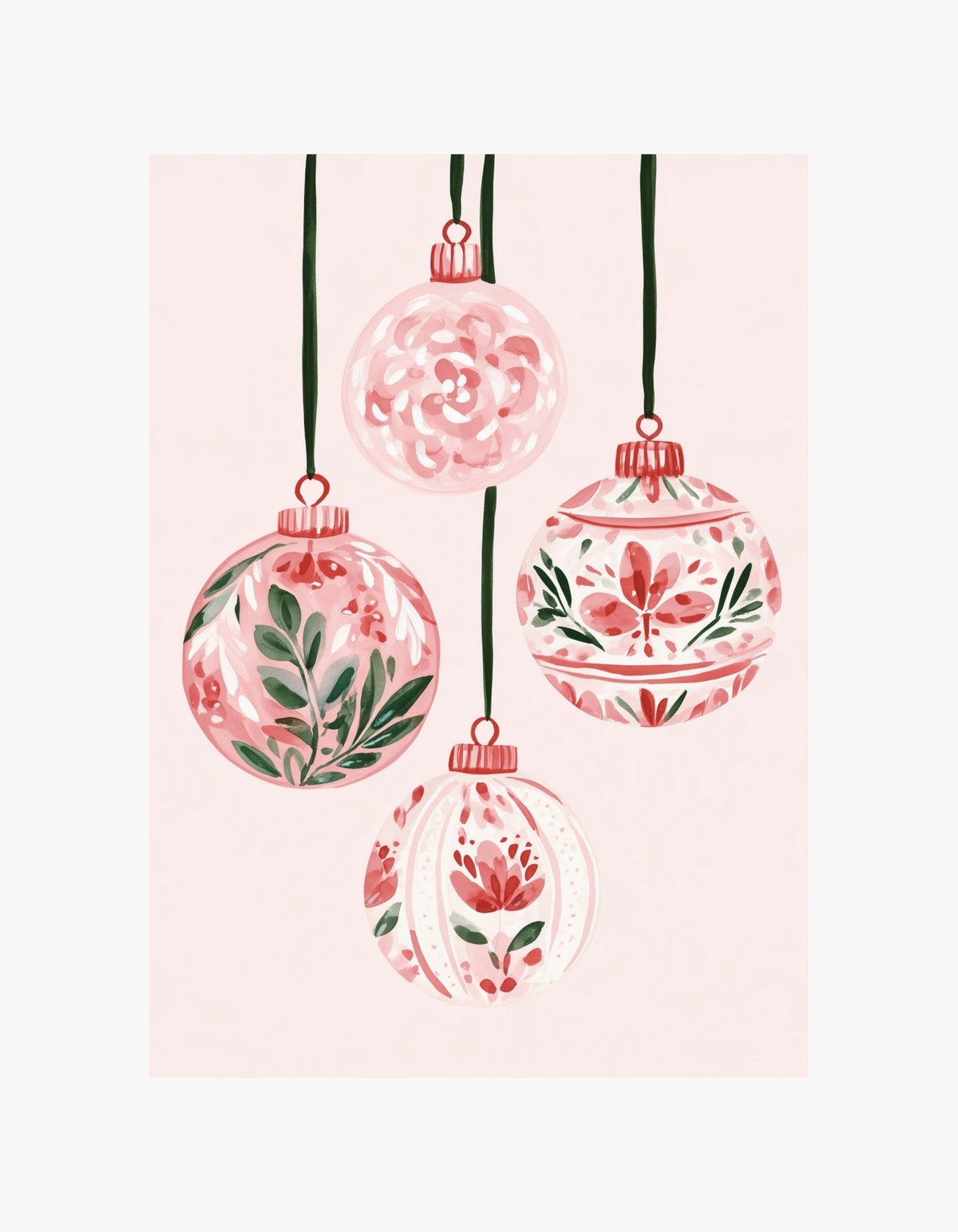 Pink Christmas Baubles Poster