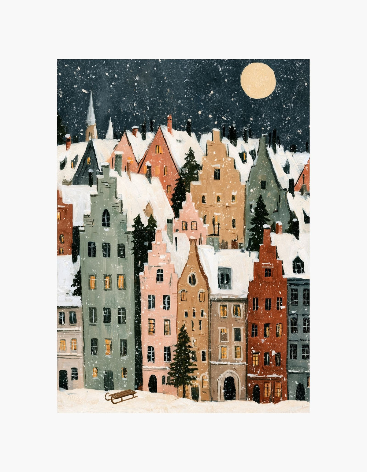 Snowy Village Poster