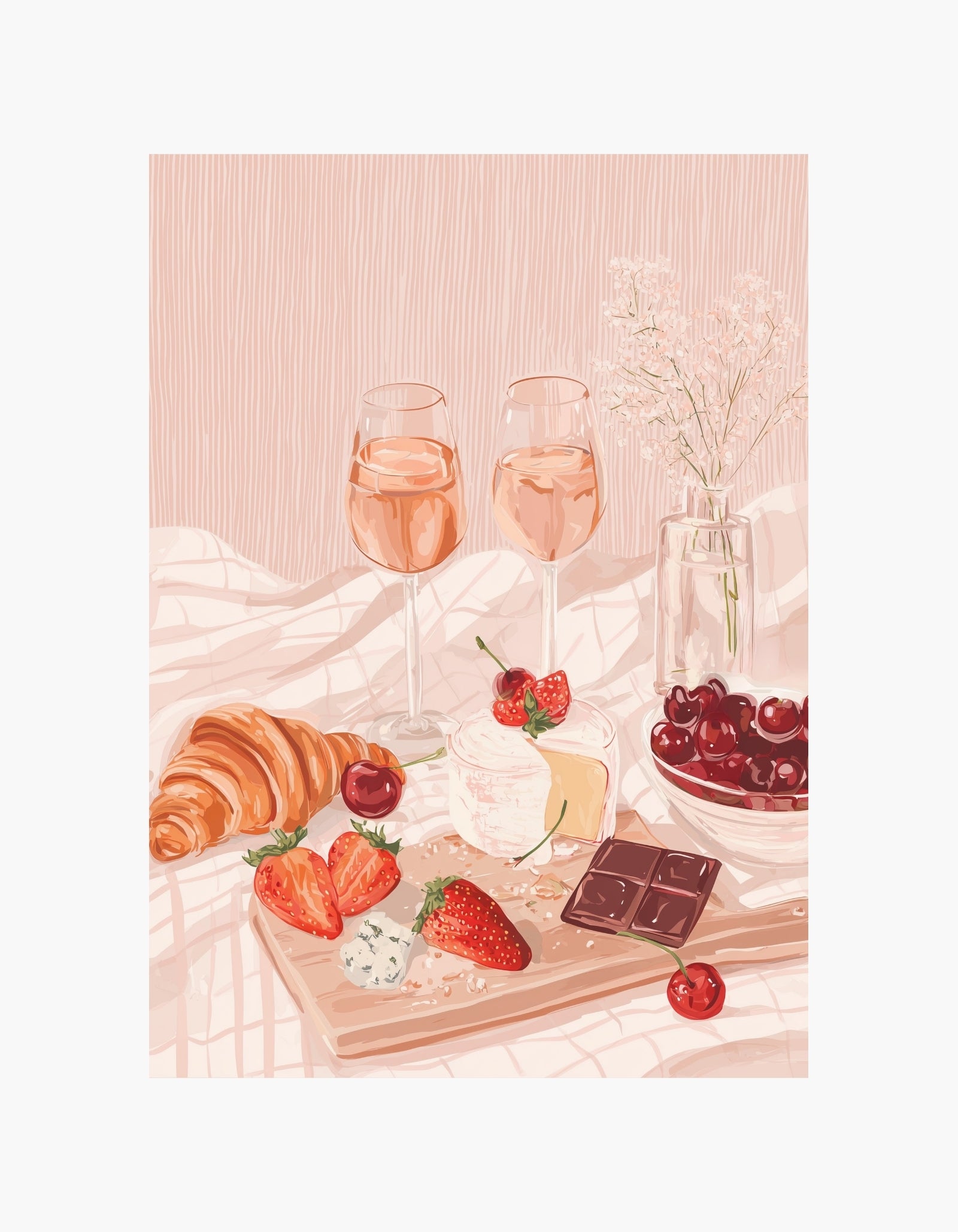 Rosé & Strawberries Poster
