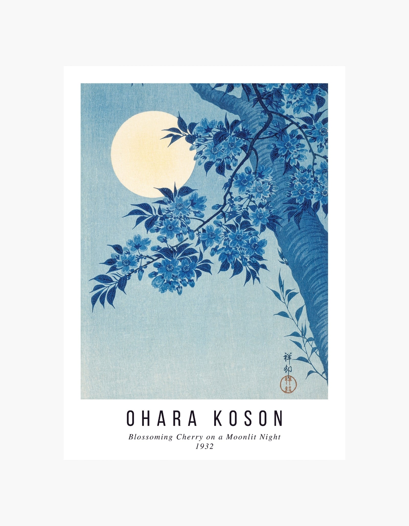 Ohara Koson Blossoming Cherry on a Moonlit Night Poster