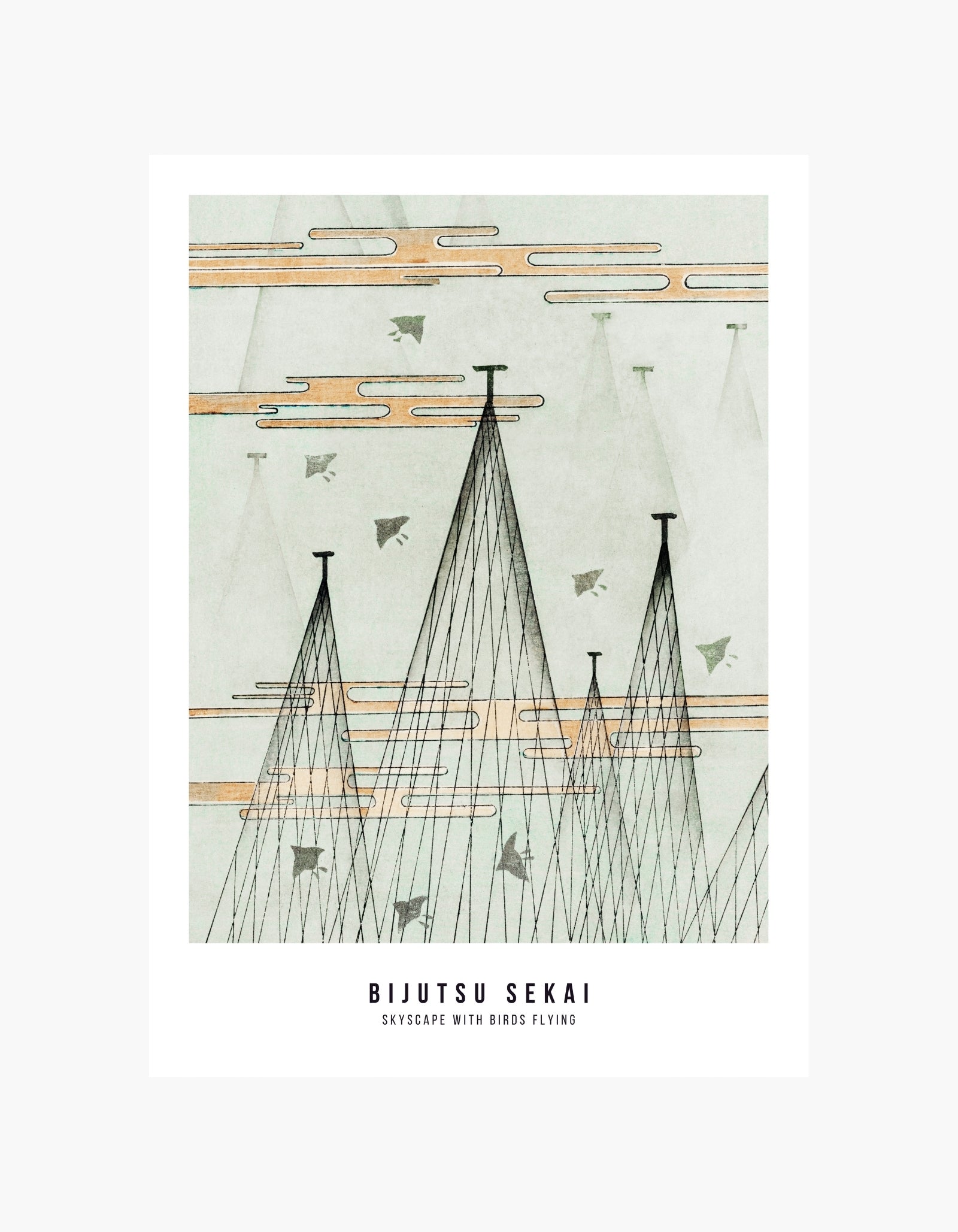 Watanabe Seitei Skyscape with Birds Flying Poster